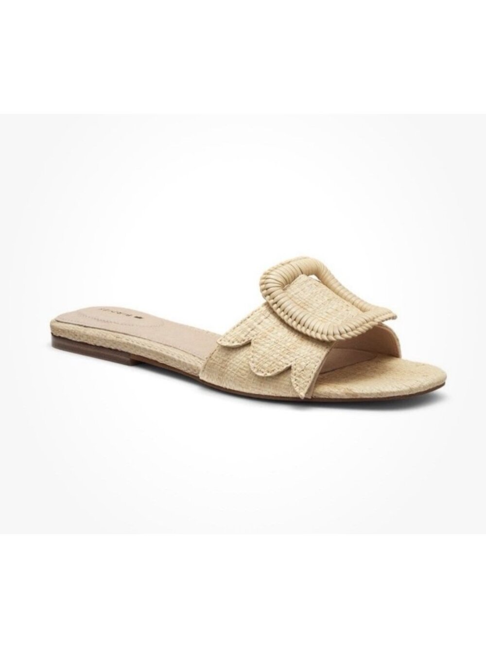 Birdies The Kiwi Natural Raffia Slide Sandals Buckle Woven Slip On Shoe 7.5 NEW - Picture 5 of 12